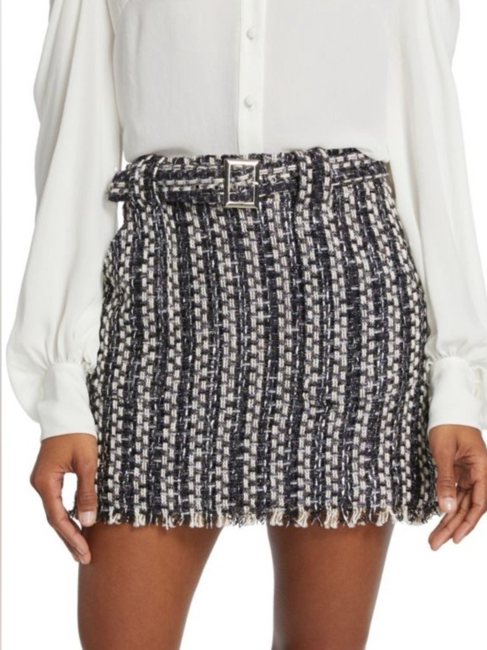 Ramy Brook Ashley Tweed Belted Skirt